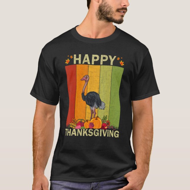 Ostriches   Retro Graphic Family Matching Thanksgi T-Shirt (Vorderseite)