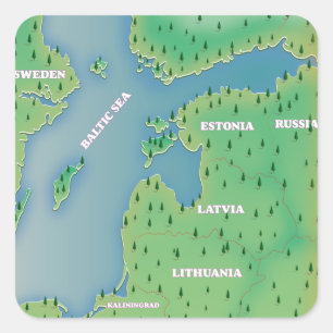 Ostsee-Karten-Fotoabzug Quadratischer Aufkleber