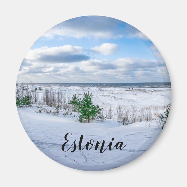 Ostseeküste im Winter schneebedeckt Magnet (Vorne)
