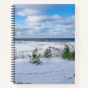 Ostseeküste im Winter schneebedeckt Notizbuch