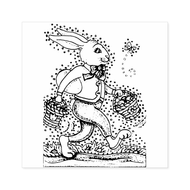 OSTSPRING HARE WALKING DOWNY BUNNY TRAIL Niedlich Gummistempel (Prägung)