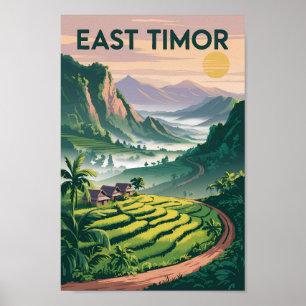 Osttimor Felder Illustration Reise Kunst Vintage Poster