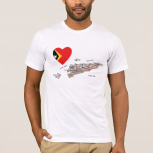 Osttimor Flag Herz und T - Shirt Karte