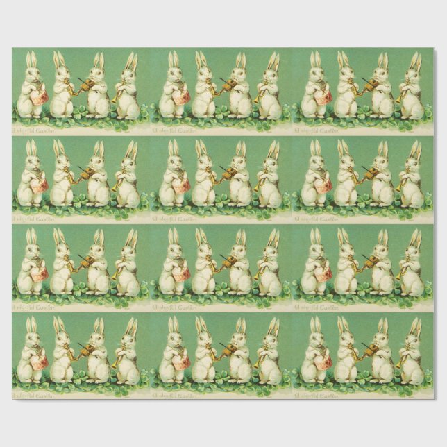 OSTWEISS RABBIT ORCHESTRA Musik Kaninchen machen Geschenkpapier (Flach)