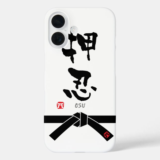 "Osu"-KANJI (Budo-Begriffe) iPhone 16 Hülle (Rückseite)