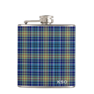 O'Sullivan Tartan Monogram Blue and Green Kariert Flachmann