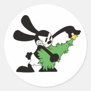 Oswald The Lucky Rabbit Weihnachtsbaum Runder Aufkleber