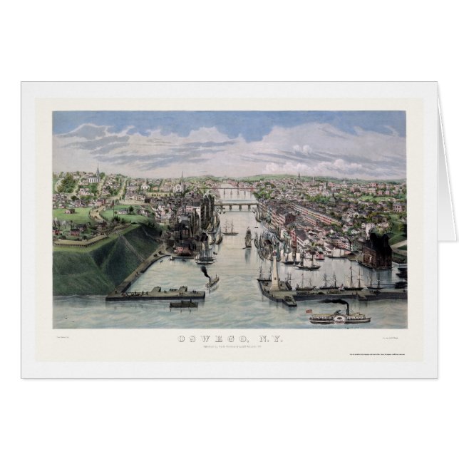 Oswego, carte panoramique de NY - 1855 (Devant horizontal)