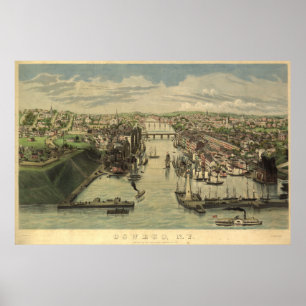 Oswego New York 1855 Antike Panoramakarte Poster