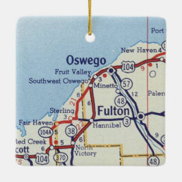 Oswego NY Vintag Map Keramikornament