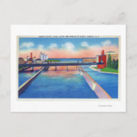 Oswego River View of Canal Locks & Harbour