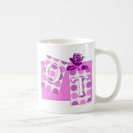 ot Buchstabe blockiert rosa Lila Kaffeetasse