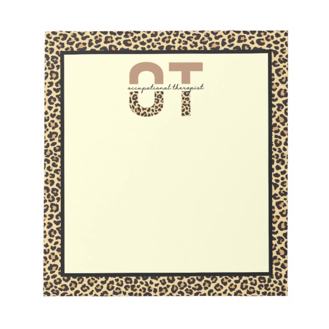 OT Cheetah Print Beruf Therapeut Notizblock (Vorderseite)