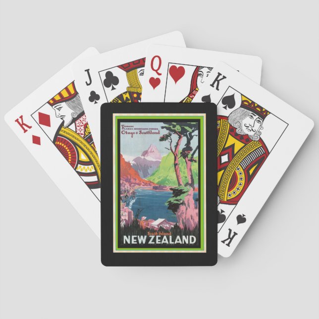 Otago New Zealand Vintage Travel Poster Paddeln Spielkarten (Rückseite)