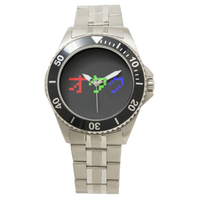 OTAKU 8 Bit Pixel Japanisch Katakana Armbanduhr (Vorderseite)