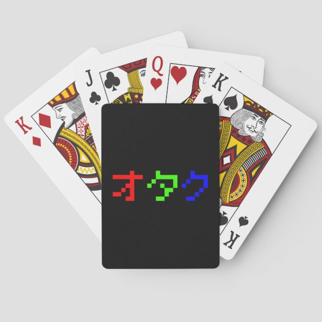 OTAKU 8 Bit Pixel Japanisch Katakana Spielkarten (Rückseite)