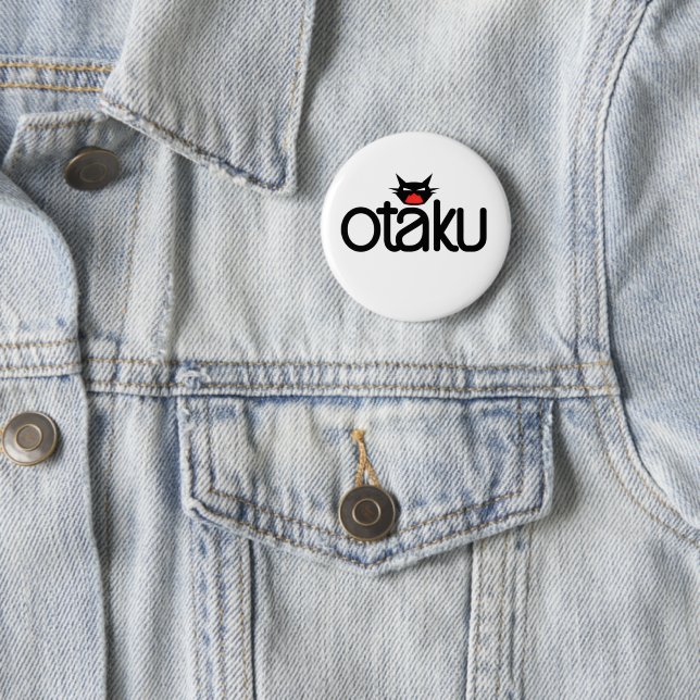 Otaku Cat Funny Slogan Button (Beispiel)