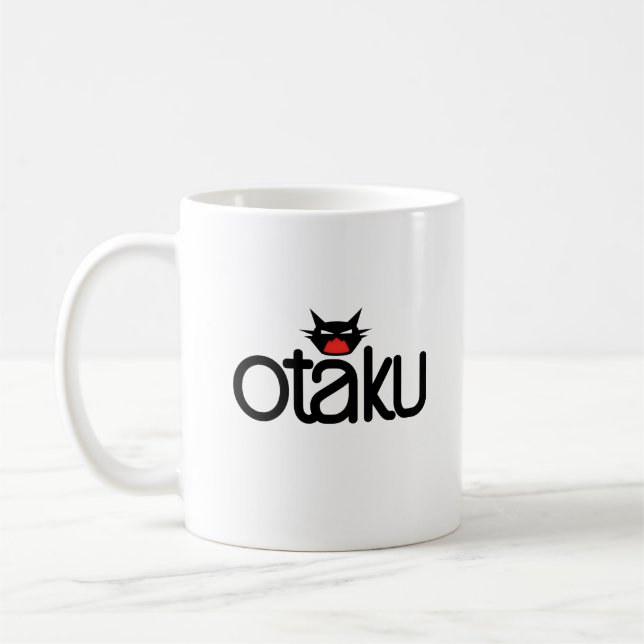 Otaku Cat Funny Slogan Kaffeetasse (Links)