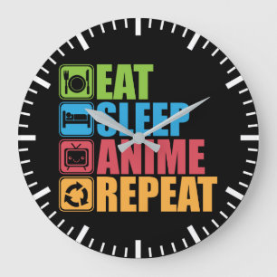 Otaku - essen, schlafen, Anime, Repeat - Manga, Fu Große Wanduhr