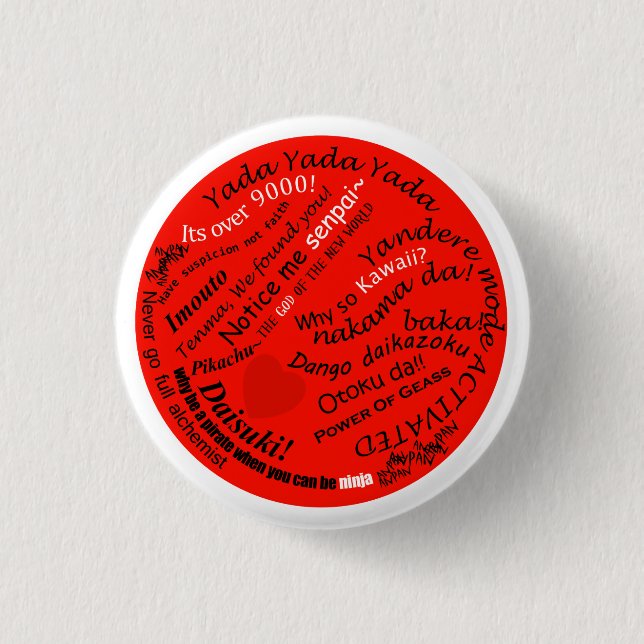 Otaku inspirierter Knopf japanischer Flagge Button (Vorderseite)