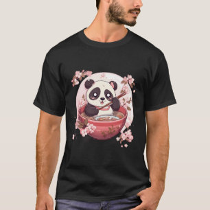 Otaku Kawaii Anime Panda Eat Ramen Noodles Cherry T-Shirt