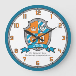 Othni Buchstabe O Name bedeutet Ritter Wolf Orange Große Wanduhr