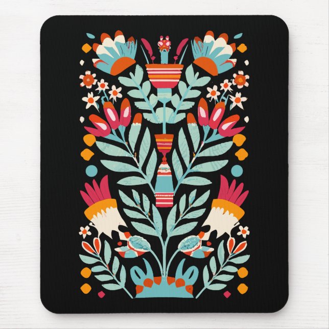 Otomi-Blume-Muster mexikanische Blumenart Mousepad (Vorne)