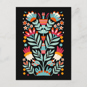 Otomi-Blume-Muster mexikanische Blumenart Postkarte
