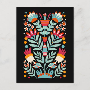 Otomi-Blume-Muster mexikanische Blumenart Postkarte