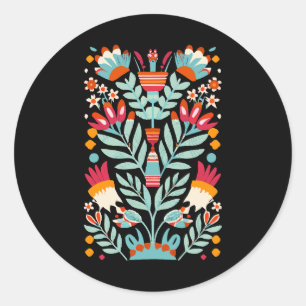 Otomi-Blume-Muster mexikanische Blumenart Runder Aufkleber
