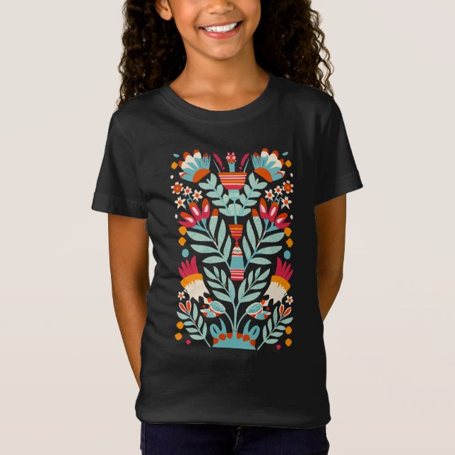 Otomi-Blume-Muster mexikanische Blumenart T-Shirt (Vorderseite)