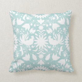 Otomi Druck, Aqua u. weißes Boho Wurfs-Kissen Kissen