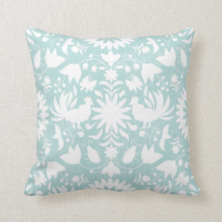 Otomi Druck, Aqua u. weißes Boho Wurfs-Kissen Kissen