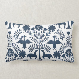 Otomi Druck, Weiß u. Marine-Blau Boho Wurfs-Kissen Lendenkissen