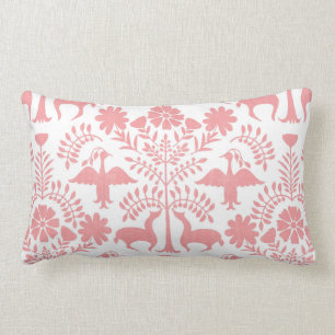 Otomi Druck-, weißes u. Pastellrosa Boho Lendenkissen