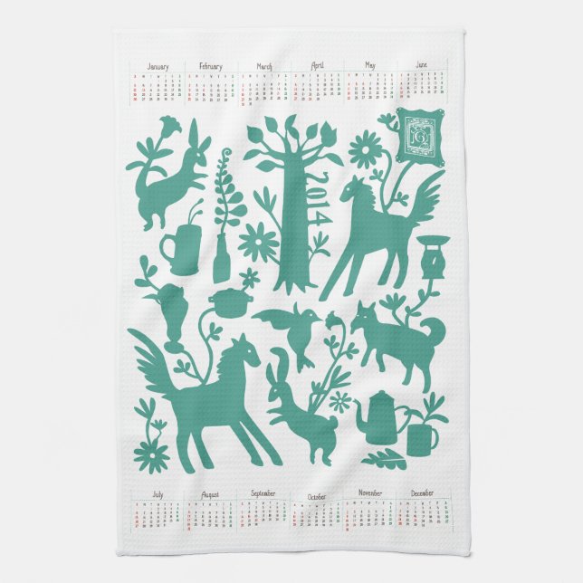 Otomi Geschirrtuch mit 2014 Japaner-Kalender 2 (Vertikal)