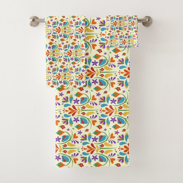 Otomi Mexican Summer Flower Pattern Gift cute Badhandtuch Set (Insitu)