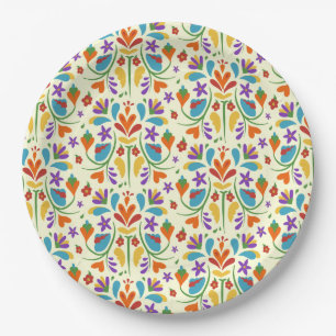 Otomi Mexican Summer Flower Pattern Gift cute Pappteller