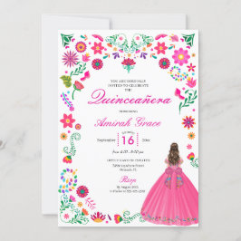 Otomi mexikanische Stickerei Quinceañera Einladung