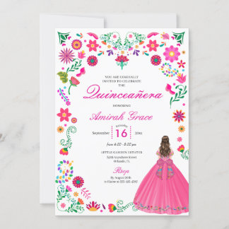 Otomi mexikanische Stickerei Quinceañera Einladung