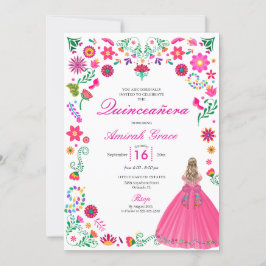 Otomi mexikanische Stickerei Quinceañera Einladung