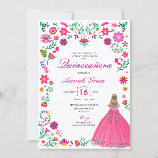 Otomi mexikanische Stickerei Quinceañera Einladung