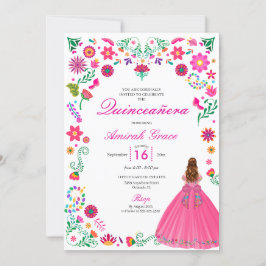 Otomi mexikanische Stickerei Quinceañera Einladung