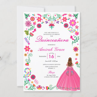 Otomi mexikanische Stickerei Quinceañera Einladung