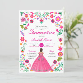 Otomi Stickerei Prinzessin Quinceañera Einladung
