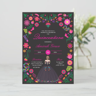 Otomi Stickerei Prinzessin Quinceañera Einladung