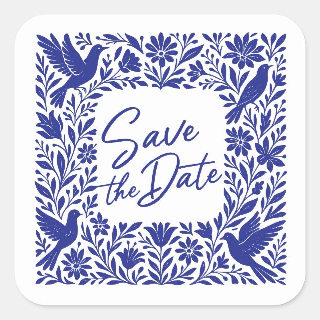 Otomí Tenango Talavera Save the Date Quadratischer Aufkleber (Vorderseite)
