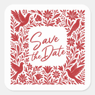 Otomí Tenango Talavera Save the Date Quadratischer Aufkleber