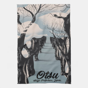 Otsu, Japan, Kirschblütenbäume Reiseplakat Geschirrtuch