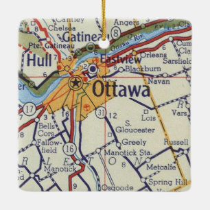Ottawa auf Vintager Karte Keramikornament